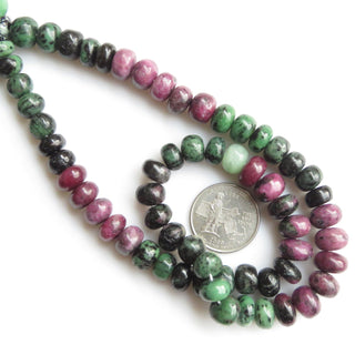 Ruby Zoisite Smooth Rondelle Bead, Natural Ruby Zoisite Rondelle Beads, 10mm Ruby Zoisite Beads, Sold As 18 Inch/ 9 Inch, GDS1355