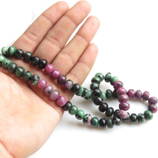 Ruby Zoisite Smooth Rondelle Bead, Natural Ruby Zoisite Rondelle Beads, 10mm Ruby Zoisite Beads, Sold As 18 Inch/ 9 Inch, GDS1355