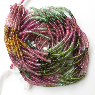 Natural Multi Tourmaline Rondelles Beads Pink Tourmaline beads Green Tourmaline Beads 3mm Smooth Tourmaline Bead 13