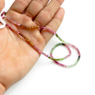 Natural Multi Tourmaline Rondelles Beads, Pink Tourmaline beads, Green Tourmaline Beads, 3mm Smooth Tourmaline Bead, 13 Inch Strand, GDS1356