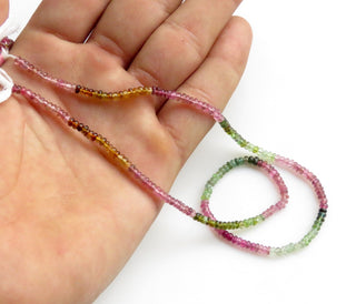 Natural Multi Tourmaline Rondelles Beads, Pink Tourmaline beads, Green Tourmaline Beads, 3mm Smooth Tourmaline Bead, 13 Inch Strand, GDS1356