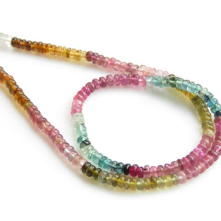 Multi Tourmaline 4mm Smooth Rondelles Beads, Pink Tourmaline beads, Green Tourmaline Beads, Blue Tourmaline Bead, 13 Inch Strand, GDS1358