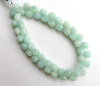 Faceted Green Amazonite Onion Shaped Briolette Beads, Natural Amazonite Gemstone Beads, 9mm/7mm Amazonite Beads, Sold As 8"/4", GDS1364
