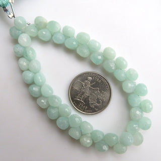 Faceted Green Amazonite Onion Shaped Briolette Beads, Natural Amazonite Gemstone Beads, 9mm/7mm Amazonite Beads, Sold As 8"/4", GDS1364