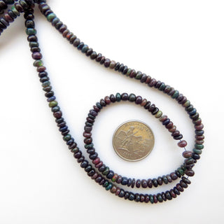 Rare Black Opal Rondelle Beads, Ethiopian Opal, Welo Opal Beads, 5mm To 5.5mm Smooth Opal Beads, Sold As 17"/8.5 Inch Strand, GDS1367