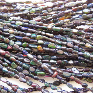 Black Opal Tumble Beads, Ethiopian Opal, Welo Opal Tumble Beads, 4mm To 4.5mm Smooth Opal Beads, 15" Inch Strand, GDS1368