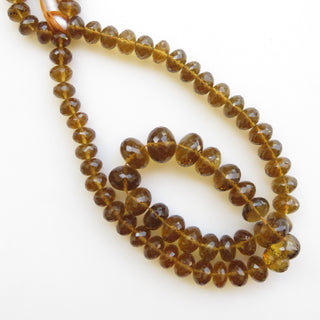 Brown Quartz Rondelle Beads, Brown Quartz Faceted Rondelle Beads, Natural Brown Quartz Beads, 8mm To 14mm Beads, Sold As 16"/8", GDS1373