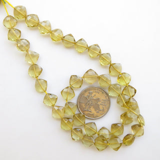 Yellow Quartz Kite Beads, Yellow Lemon Quartz Faceted Square Beads, Natural Yellow Quartz, 9mm/10mm Beads, Sold As 16 Inch, GDS1375