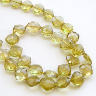 Yellow Quartz Kite Beads, Yellow Lemon Quartz Faceted Square Beads, Natural Yellow Quartz, 9mm/10mm Beads, Sold As 16 Inch, GDS1375