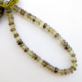 Bi Color Shaded Two Tone Yellow Brown Quartz Faceted Rondelle Beads, 7mm Bi Color Yellow Quartz Brown Quartz Beads, 8.5 Inch Strand GDS1376