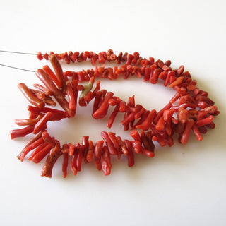 Large Natural Coral Branch Beads, Red Italian Coral Branch, Top drilled Original Italian Coral Sticks, 6mm To 25mm/10 Inches Approx, GDS1245