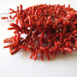 Large Natural Coral Branch Beads, Red Italian Coral Branch, Top drilled Original Italian Coral Sticks, 6mm To 25mm/10 Inches Approx, GDS1245