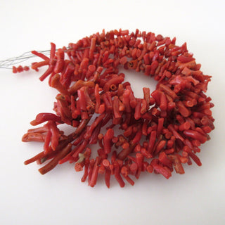 Large Natural Coral Branch Beads, Red Italian Coral Branch, Top drilled Original Italian Coral Sticks, 6mm To 25mm/10 Inches Approx, GDS1245