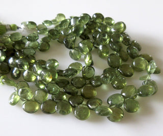 Green Apatite Beads, Natural Green Apatite Smooth Heart Briolette Beads, Wholesale Apatite, 8mm To 10mm Each, 8 Inch/4 Inch Strand, GDS1264