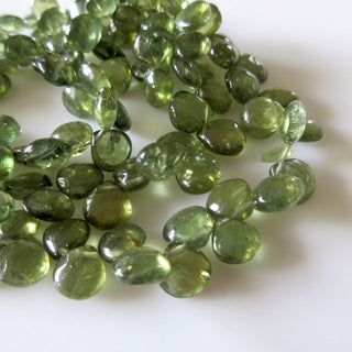 Green Apatite Beads, Natural Green Apatite Smooth Heart Briolette Beads, Wholesale Apatite, 8mm To 10mm Each, 8 Inch/4 Inch Strand, GDS1264