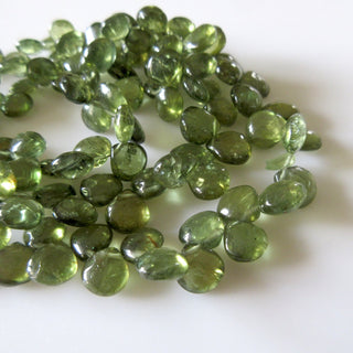 Green Apatite Beads, Natural Green Apatite Smooth Heart Briolette Beads, Wholesale Apatite, 8mm To 10mm Each, 8 Inch/4 Inch Strand, GDS1264