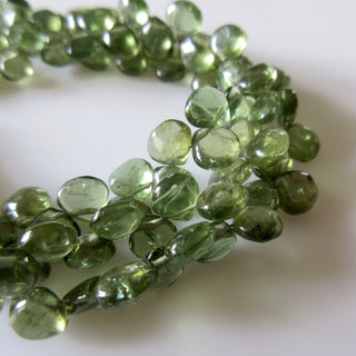 Green Apatite Heart Beads, Natural Wholesale Green Apatite Smooth Heart Briolette Beads, 6mm To 7mm Each, 8 Inch Strand, GDS1265