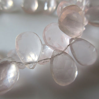 Natural Rose Quartz Pear Beads, Faceted Rose Quartz Pear Briolette Beads, 7mm To 12mm Rose Quartz Beads, 9 Inch/4.5 Inch Strand, GDS1270
