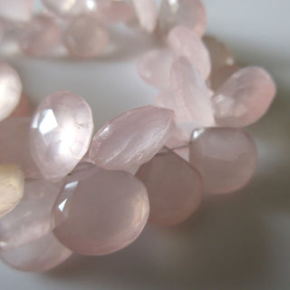 Natural Rose Quartz Heart Beads, Faceted Rose Quartz Heart Briolette Beads, 10mm To 17mm Rose Quartz Beads, 9 Inch/4.5 Inch Strand, GDS1272