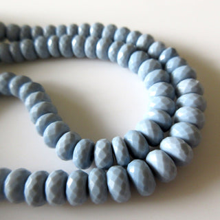 Blue Opal Rondelle Beads, Natural Blue Opal Beads, Peruvian Opal Beads, 7mm Blue Opal Faceted Rondelle Beads, 16 Inch/8 Inch Strand, GDS1273