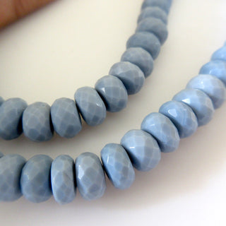 Blue Opal Rondelle Beads, Natural Blue Opal Beads, Peruvian Opal Beads, 7mm Blue Opal Faceted Rondelle Beads, 16 Inch/8 Inch Strand, GDS1273
