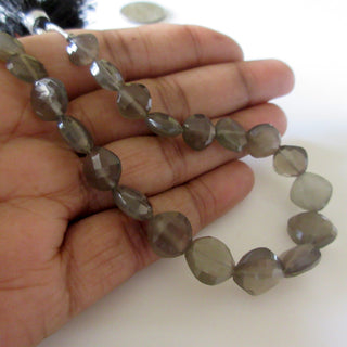 Grey Moonstone Cushion Beads, Faceted Grey Moonstone Beads Loose, 7mm To 12mm 7 Inches Natural Grey Moonstone beads Wholesale, GDS1275