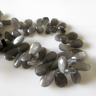 Natural AAA Grey Moonstone Pear Shaped Faceted Briolette Beads, 14mm To 17mm And 12mm To 16mm Beads, Grey Moonstone Jewelry, GDS946