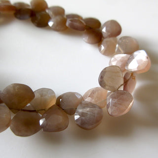 Peach Brown Moonstone Heart Briolettes, Natural Moonstone Beads, Faceted Moonstone Gemstone Beads loose, 9mm Beads, 8 Inch/4 Inch, GDS1276