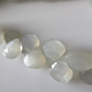 Natural Grey White Moonstone Heart Shaped Beads, Faceted Moonstone Heart Briolette Beads Loose, 7mm/6mm Moonstone Beads, 7 Inches, GDS1278