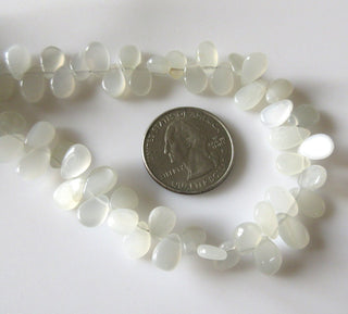 Natural Grey White Moonstone Pear Shaped Beads, Moonstone Smooth Pear Briolette Beads Loose, 7mm/8mm/8-10mm Beads,  9Inches, GDS1279