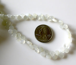 Natural White Grey Moonstone Heart Shaped Beads, Smooth Moonstone Heart Briolette Beads Loose, 6mm Moonstone Beads, 9 Inches, GDS1280