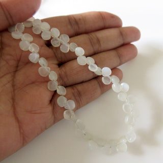 Natural White Grey Moonstone Heart Shaped Beads, Smooth Moonstone Heart Briolette Beads Loose, 6mm Moonstone Beads, 9 Inches, GDS1280