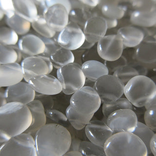 Natural Grey Moonstone Heart Shaped Beads, Smooth Moonstone Heart Briolette Beads Loose, 6mm Moonstone Beads, 9 Inches, GDS1282