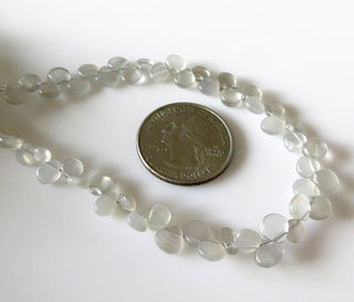 Natural Grey Moonstone Heart Shaped Beads, Smooth Moonstone Heart Briolette Beads Loose, 6mm Moonstone Beads, 9 Inches, GDS1282