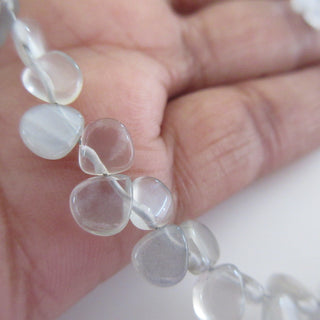 Natural Grey Moonstone Heart Shaped Beads, Smooth Moonstone Heart Briolette Beads Loose, 6mm Moonstone Beads, 9 Inches, GDS1282