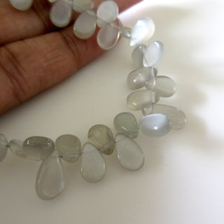 Natural Grey Moonstone Pear Shaped Beads, Moonstone Smooth Pear Briolette Beads Loose, 7-10mm/8-10mm Beads,  9 Inches, GDS1283