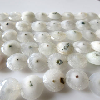 Natural Solar Quartz Beads, White Solar Quartz Faceted Coin Beads, Faceted Solar Quartz 17mm Beads, 7 Inch, Solar Quartz Jewelry, GDS1285