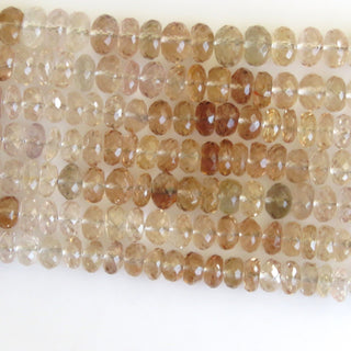 Imperial Copper Topaz Faceted Rondelle Beads, 6.5mm Brown Natural Imperial Topaz Rondelles, Sold As 8 Inch/4 Inch Strand, GDS1384