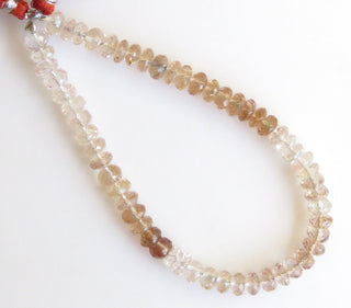 Imperial Copper Topaz Faceted Rondelle Beads, 6.5mm Brown Natural Imperial Topaz Rondelles, Sold As 8 Inch/4 Inch Strand, GDS1384