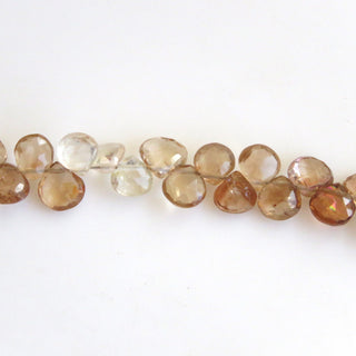 Imperial Copper Topaz Faceted Heart Shaped Briolette Beads, Tiny 6mm Natural Brown Topaz Briolette, Sold As 8 Inch/4 Inch Strand, GDS1385