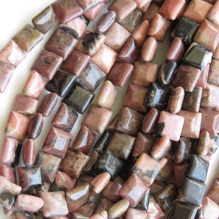 Natural Rhodonite Gemstone Beads, 10mm FAncy Square Shaped Rhodonite Smooth Beads, Rhodonite Beads, 13 Inch Strand, GDS1387