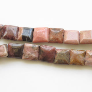 Natural Rhodonite Gemstone Beads, 10mm FAncy Square Shaped Rhodonite Smooth Beads, Rhodonite Beads, 13 Inch Strand, GDS1387