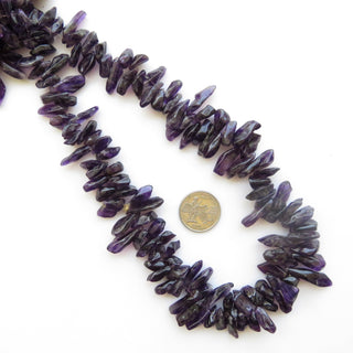 Raw Purple Amethyst Polished Stick Bead, Natural Rough Amethyst Stick Beads, 11-23mm/14-30mm Beads, 16 Inch/18 Inch Strand, GDS1388