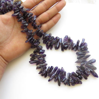 Raw Purple Amethyst Polished Stick Bead, Natural Rough Amethyst Stick Beads, 11-23mm/14-30mm Beads, 16 Inch/18 Inch Strand, GDS1388