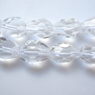 Huge 17x11mm Crystal Quartz Faceted Teardrop Beads, Natural Rock Quartz Crystal Beads, Clear Quartz Straight Drilled Drops, 7"/ 14", GDS1390