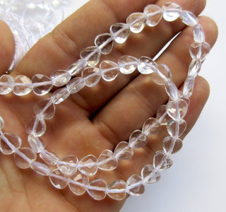 Crystal Quartz Faceted Heart Beads, Natural Rock Quartz Crystal Straight Drilled Heart Beads, 8mm Clear Quartz Beads, 14", GDS1391/2