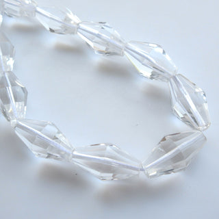 Crystal Quartz Faceted Drum Shaped Tumble Beads, Natural Rock Quartz Crystal Beads, 22mm Clear Quartz Drum Beads, Sold As 7"/14", GDS1397/2