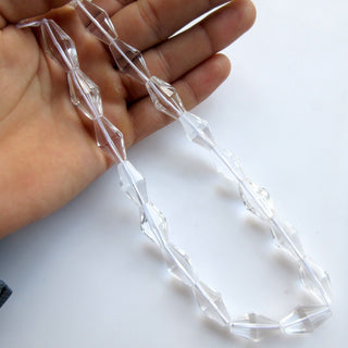 Crystal Quartz Faceted Drum Shaped Tumble Beads, Natural Rock Quartz Crystal Beads, 22mm Clear Quartz Drum Beads, Sold As 7"/14", GDS1397/2