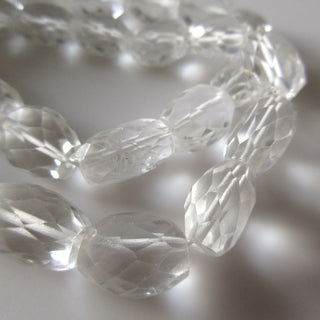 Quartz Crystal Faceted Oval Tumble Beads, 13mm To 17mm Oval tumble Quartz Crystal Beads, Natural Crystal Quartz Gemstone, 16 Inches, GDS1289