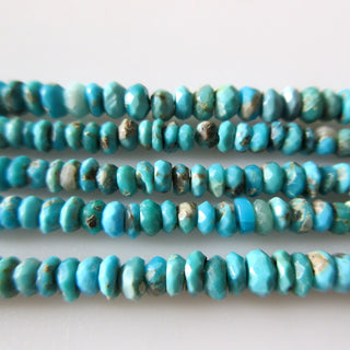 Faceted Arizona Turquoise Beads, Natural Sleeping Beauty Turquoise Rondelle Beads, 4.5mm/3.5mm Turquoise Beads, 13 Inch Strand, GDS1290